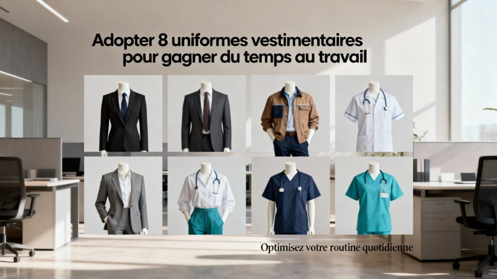 Adopter 8 uniformes vestimentaires pour gagner du temps au travail avec texte