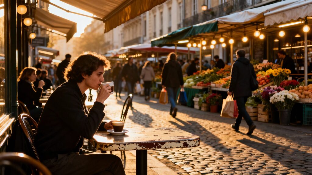 Vivre 24h dans une ville : photo, café et marche comme rituel sans aucun texte