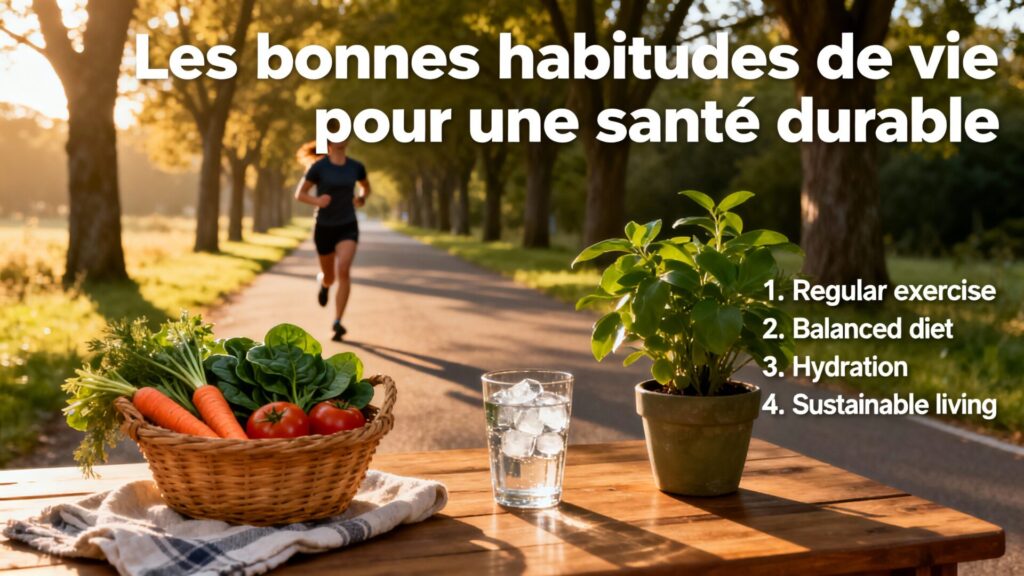 Les bonnes habitudes de vie pour une santé durable avec texte
