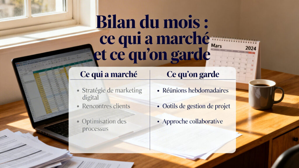 Bilan du mois : ce qui a marché et ce qu'on garde avec texte