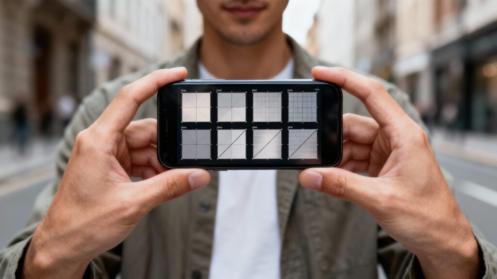 Photographer au smartphone : 12 cadrages signature et presets gratuits sans aucun texte