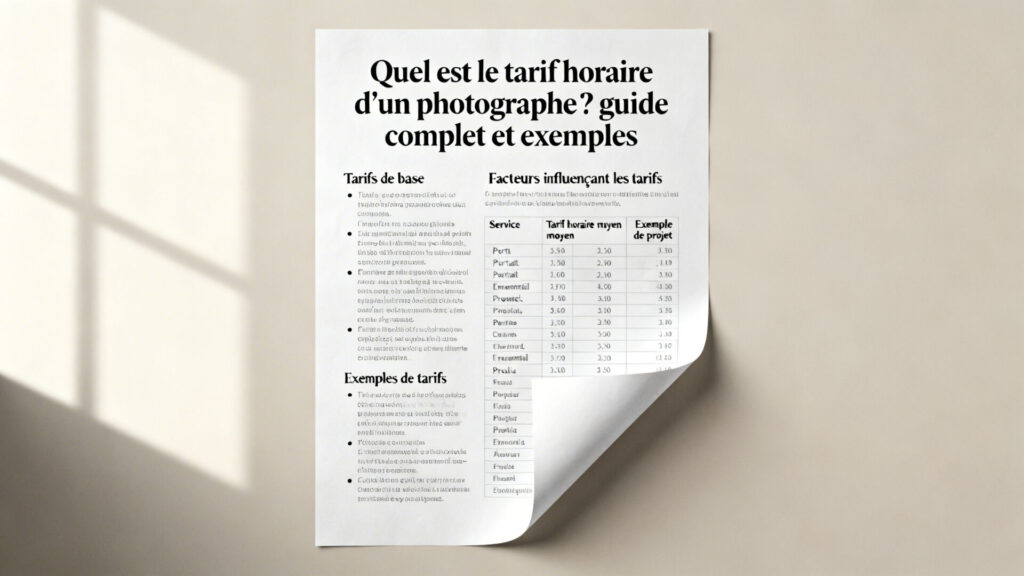 Quel est le tarif horaire d'un photographe ?