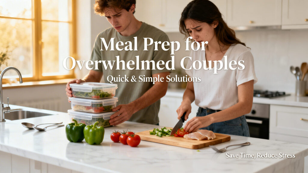 Meal-prep minimal pour couples débordés avec texte