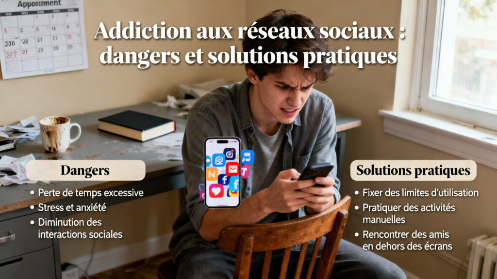 Addiction aux réseaux sociaux : dangers et solutions pratiques avec le texte