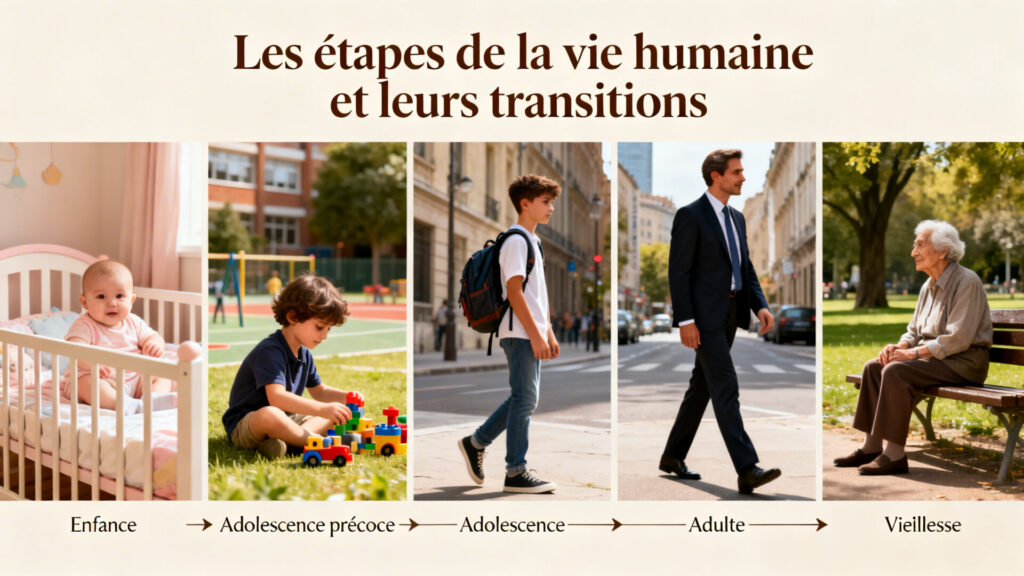 Les étapes de la vie humaine et leurs transitions avec texte