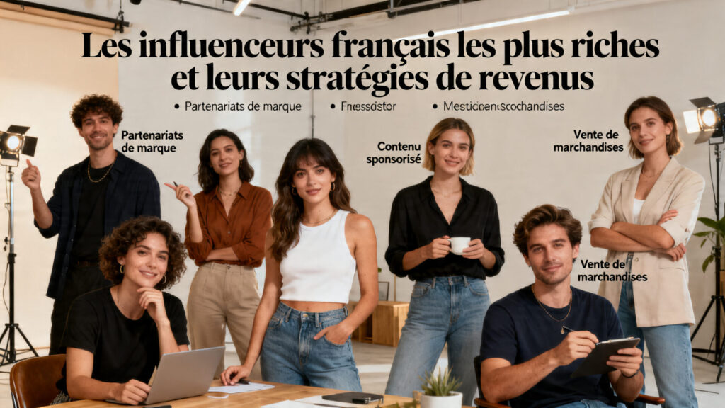 Les influenceurs français les plus riches et leurs stratégies de revenus avec texte