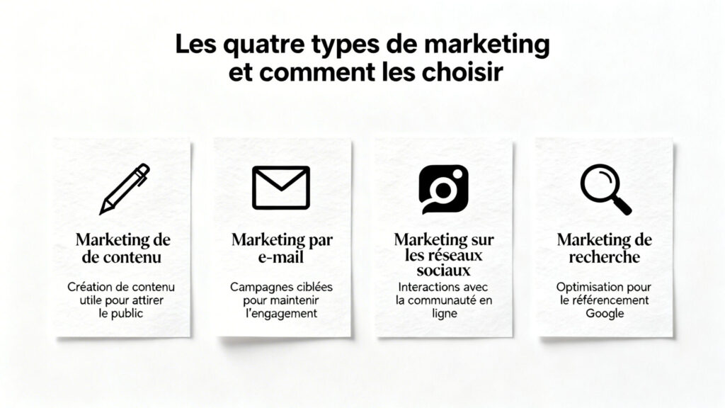 Les quatre types de marketing et comment les choisir avec texte