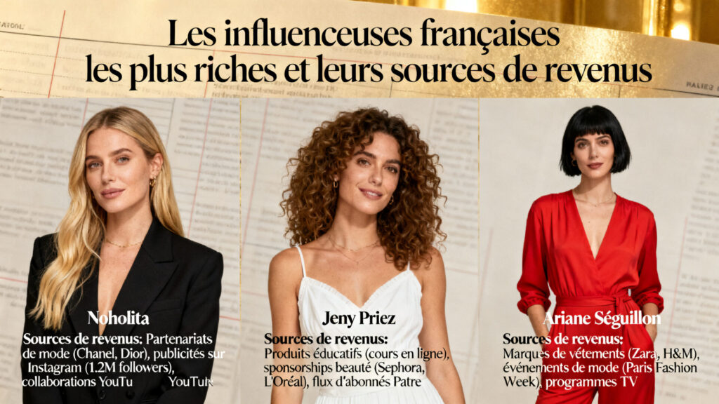 Les influenceuses françaises les plus riches et leurs sources de revenus avec texte