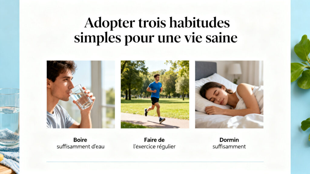Adopter trois habitudes simples pour une vie saine avec texte