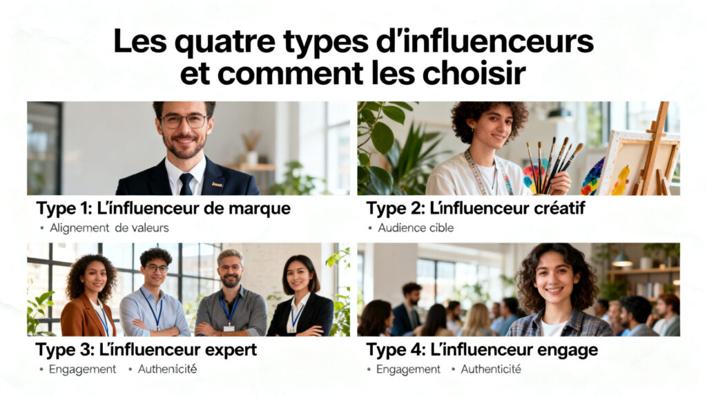 Les quatre types d'influenceurs et comment les choisir avec texte