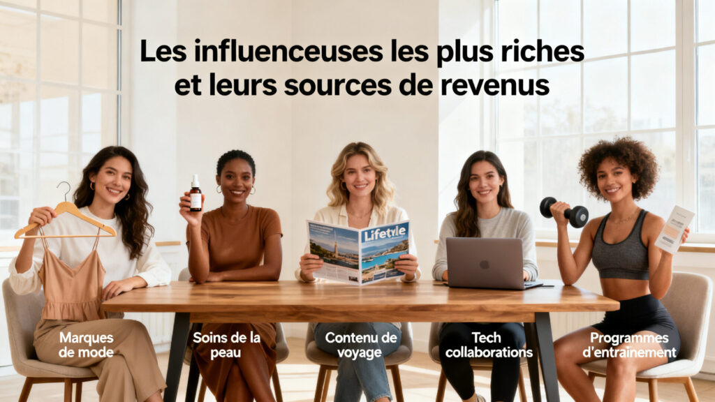 Les influenceuses les plus riches et leurs sources de revenus avec texte