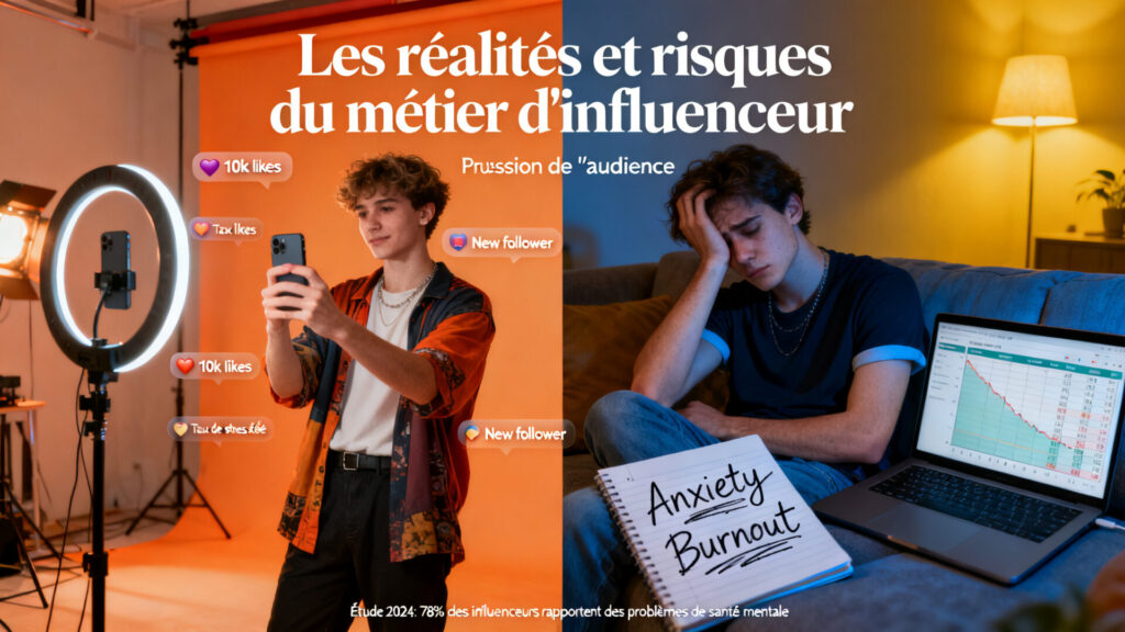 Les réalités et risques du métier d'influenceur avec texte