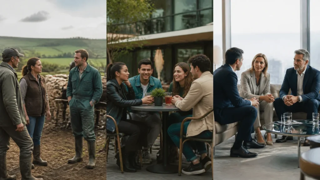 Quels sont les 3 milieux sociaux et quelles sont leurs différences ?